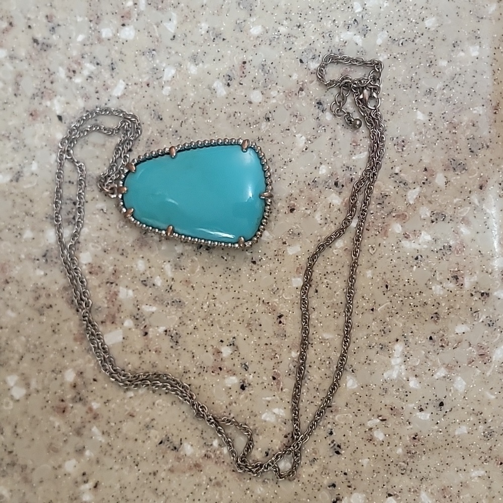 Faux turquoise pendant necklace